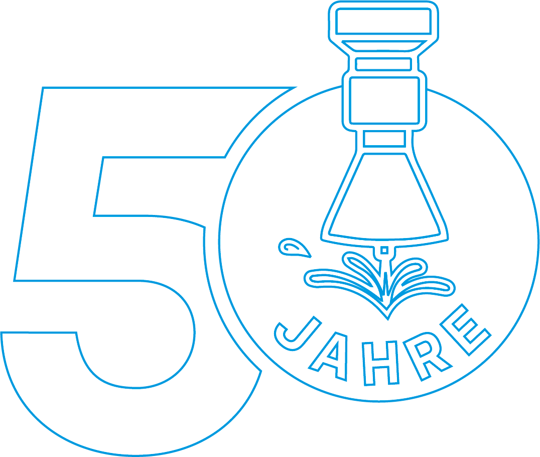 Logo zum 50 jährigen Jubiläum vom STM Waterjet