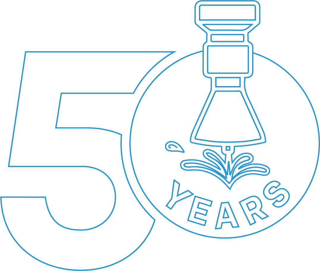 Logo for the 50th anniversary of the STM Waterjet